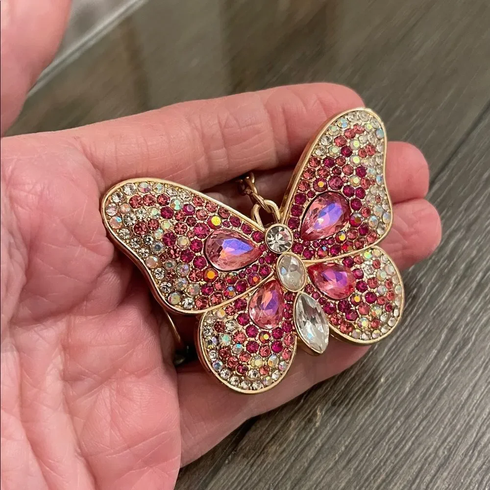 Iron Orchid Studio Rhinestone Butterfly Key Chain Bag Charm Iridescent Gems